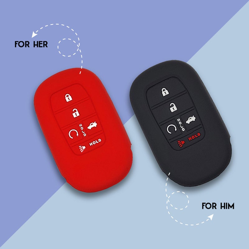 Autobase Silicone Key Fob Cover for 2022 2023 2024 2025 2026 Honda Civic Accord HR-V CR-V Pilot Sport SI EX EX-L Touring | Car Accessory | Key Protection Case - 2 Pcs (Pink) - Image 4